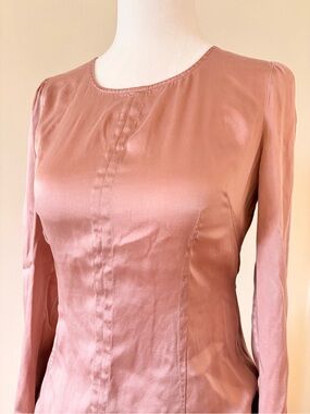 Silk Pink Long-Sleeve Blouse